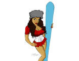 Наклейка девушка со сноубордом