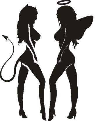 Наклейка девушка дьявол и ангел